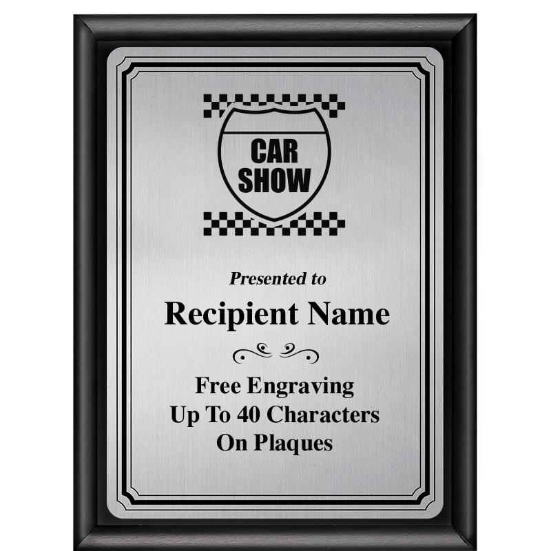 6X8 SLVR TRIO PLT BLK SHNY PLQ