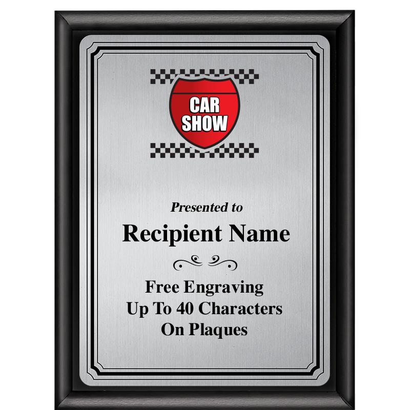 6X8 SLVR TRIO PLT BLK SHNY PLQ