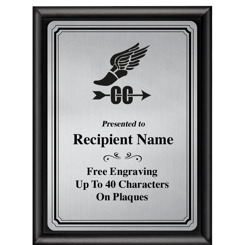 6X8 SLVR TRIO PLT BLK SHNY PLQ