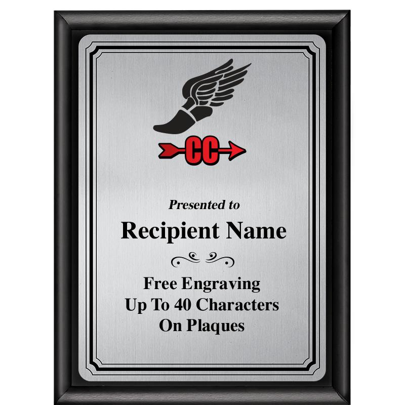 6X8 SLVR TRIO PLT BLK SHNY PLQ