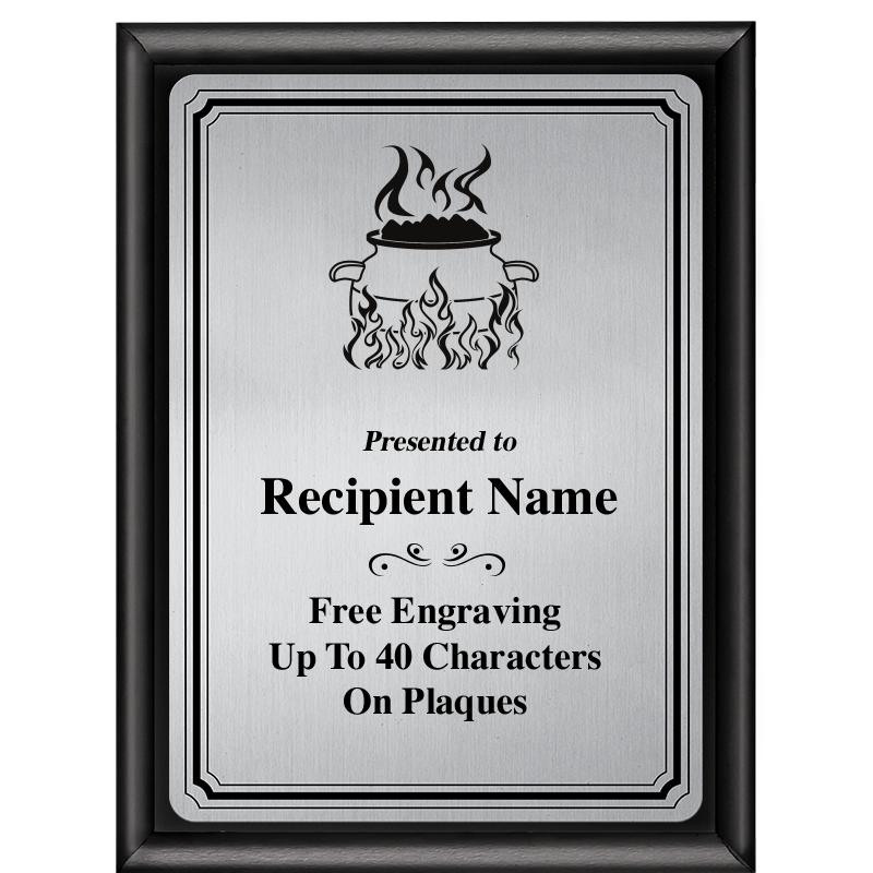 6X8 SLVR TRIO PLT BLK SHNY PLQ