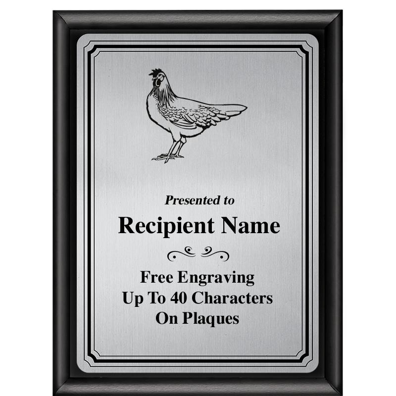 6X8 SLVR TRIO PLT BLK SHNY PLQ