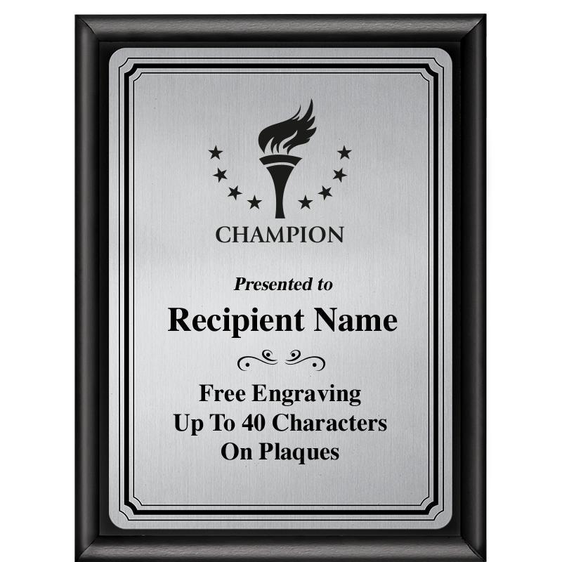 6X8 SLVR TRIO PLT BLK SHNY PLQ