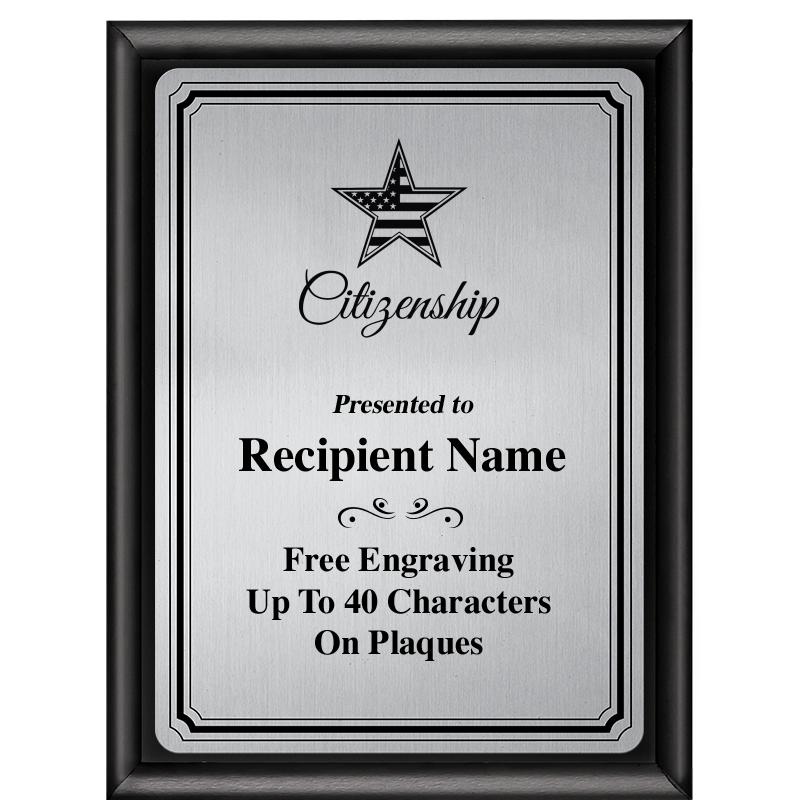 6X8 SLVR TRIO PLT BLK SHNY PLQ