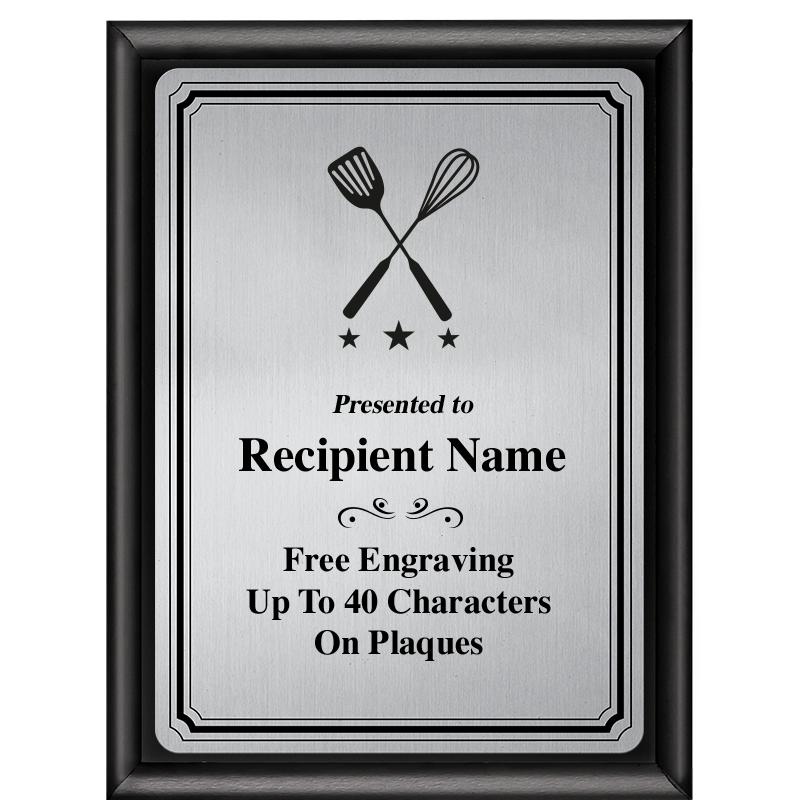 6X8 SLVR TRIO PLT BLK SHNY PLQ