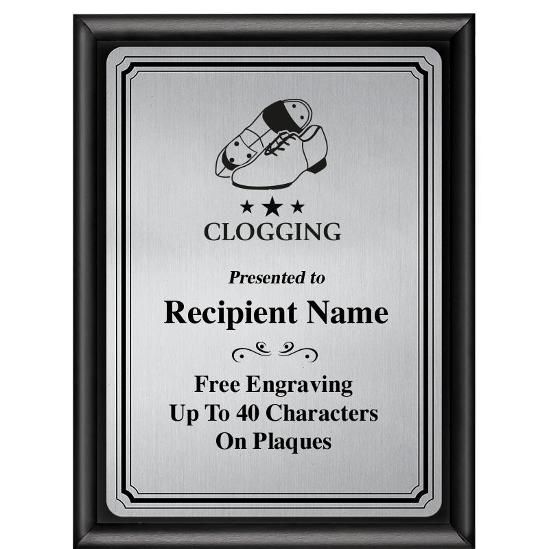 6X8 SLVR TRIO PLT BLK SHNY PLQ