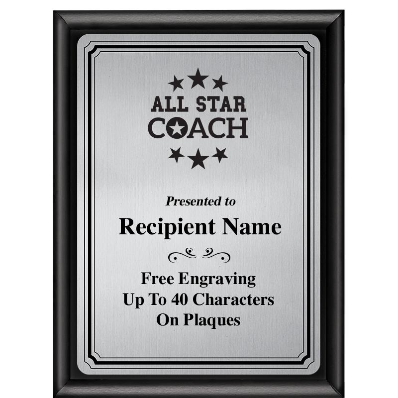 6X8 SLVR TRIO PLT BLK SHNY PLQ