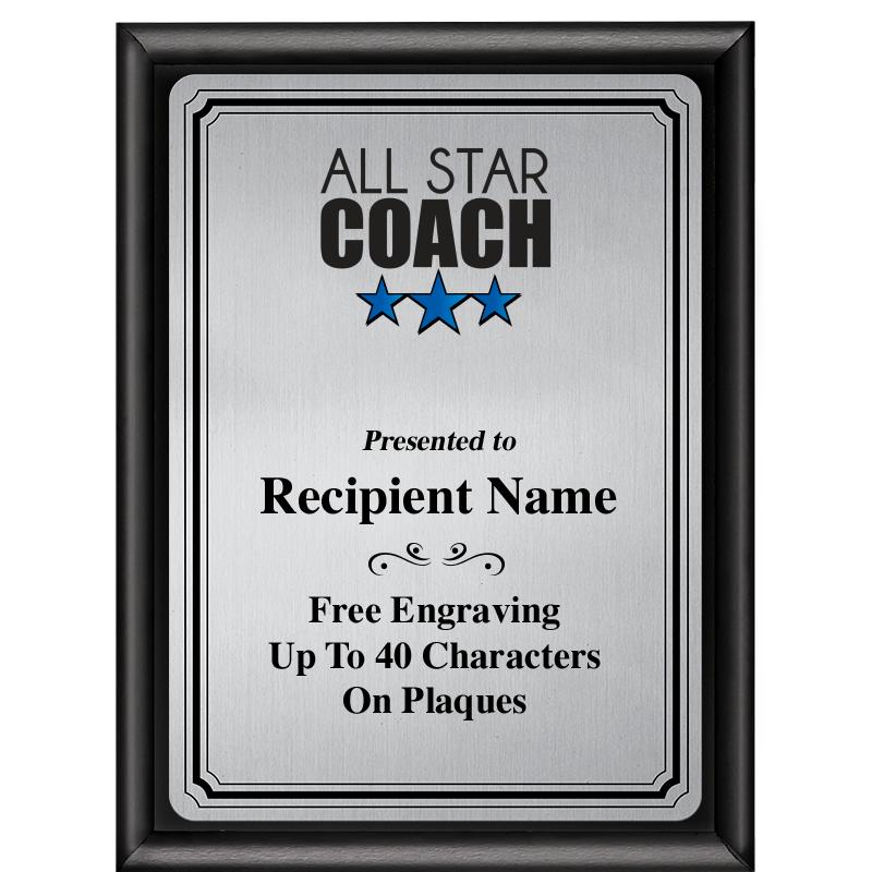 6X8 SLVR TRIO PLT BLK SHNY PLQ