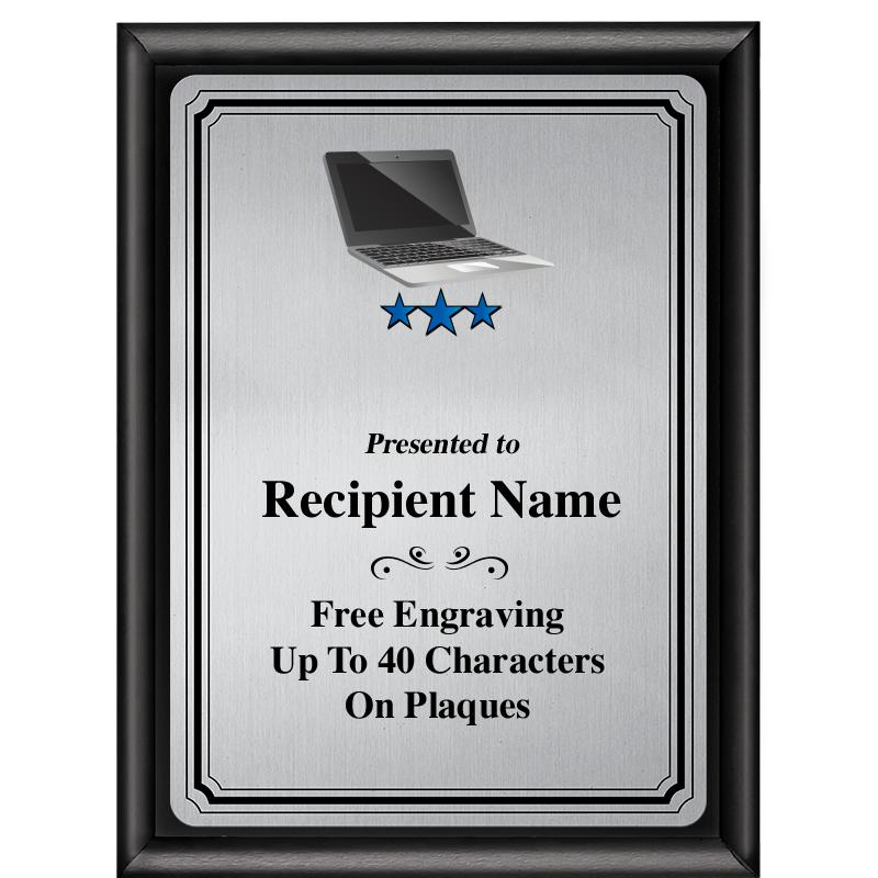 6X8 SLVR TRIO PLT BLK SHNY PLQ