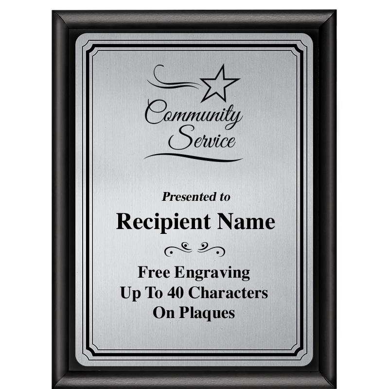 6X8 SLVR TRIO PLT BLK SHNY PLQ