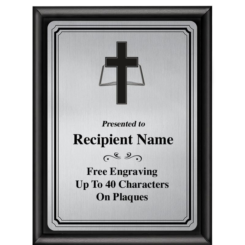 6X8 SLVR TRIO PLT BLK SHNY PLQ