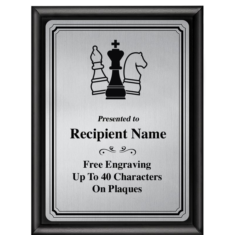 6X8 SLVR TRIO PLT BLK SHNY PLQ