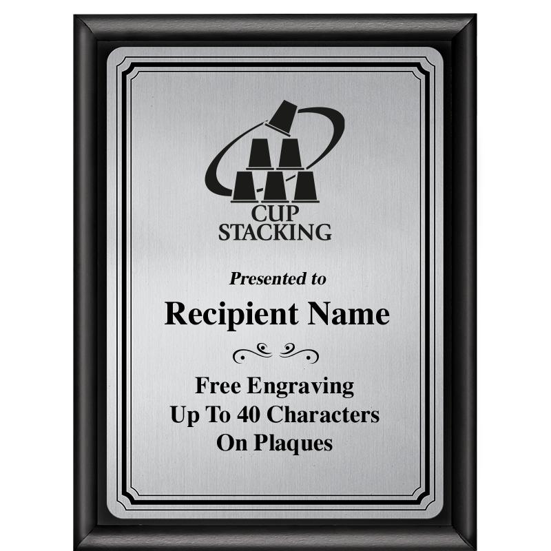 6X8 SLVR TRIO PLT BLK SHNY PLQ