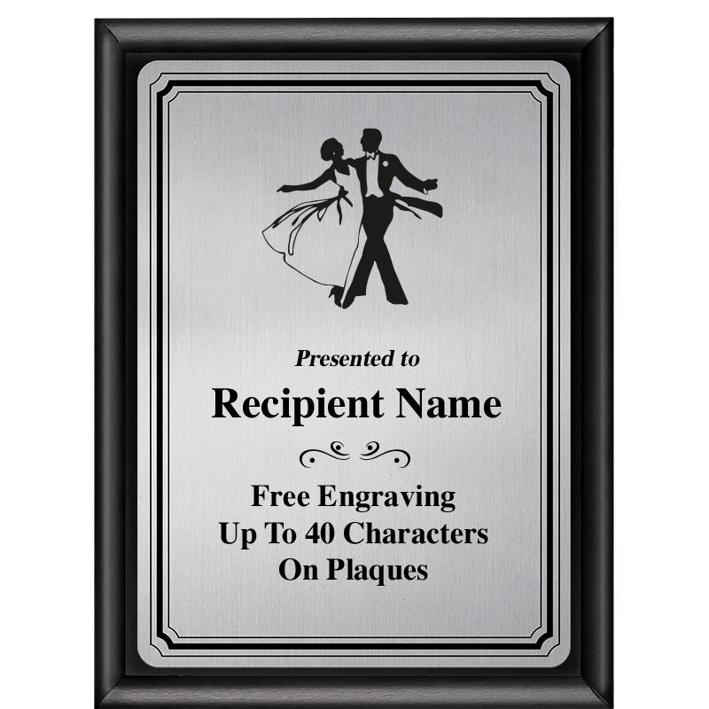 6X8 SLVR TRIO PLT BLK SHNY PLQ