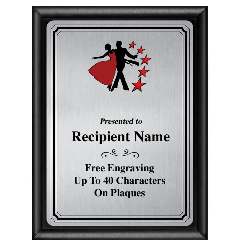 6X8 SLVR TRIO PLT BLK SHNY PLQ