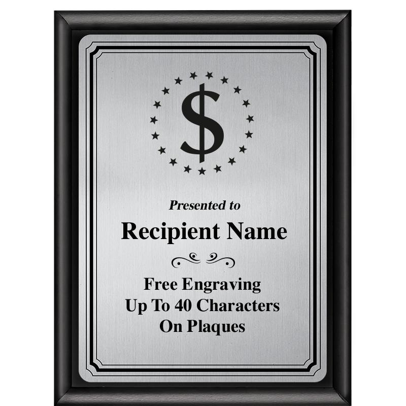 6X8 SLVR TRIO PLT BLK SHNY PLQ