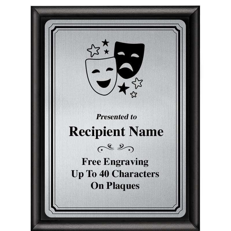 6X8 SLVR TRIO PLT BLK SHNY PLQ