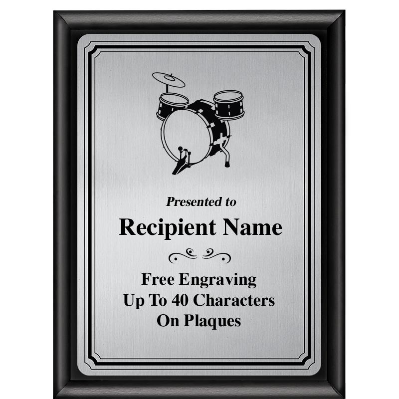 6X8 SLVR TRIO PLT BLK SHNY PLQ