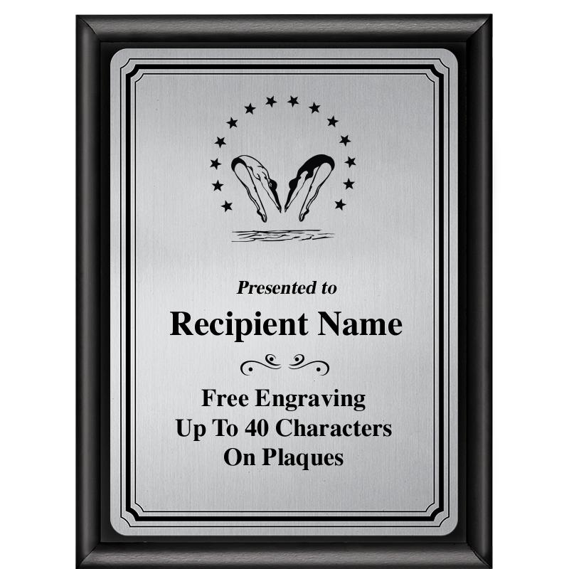 6X8 SLVR TRIO PLT BLK SHNY PLQ