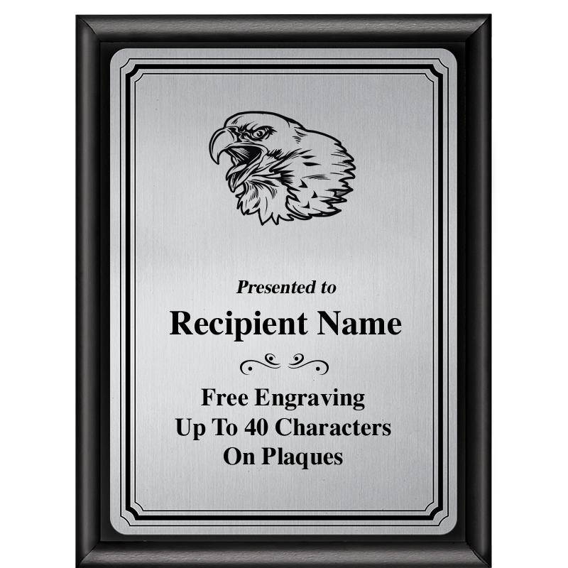 6X8 SLVR TRIO PLT BLK SHNY PLQ