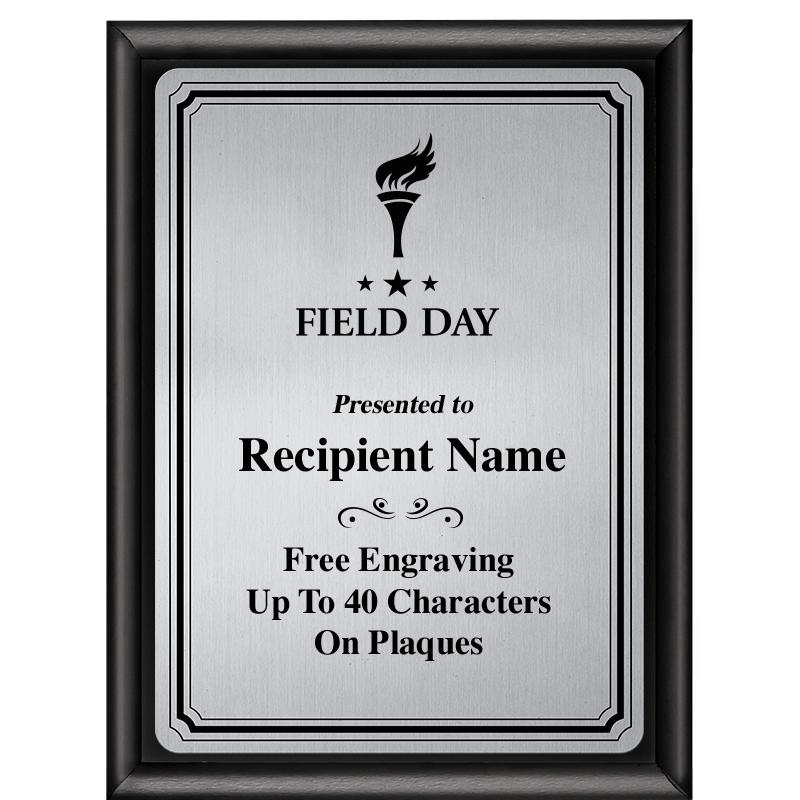 6X8 SLVR TRIO PLT BLK SHNY PLQ