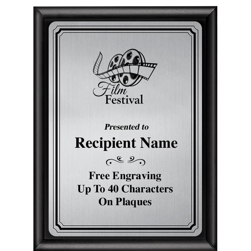 6X8 SLVR TRIO PLT BLK SHNY PLQ