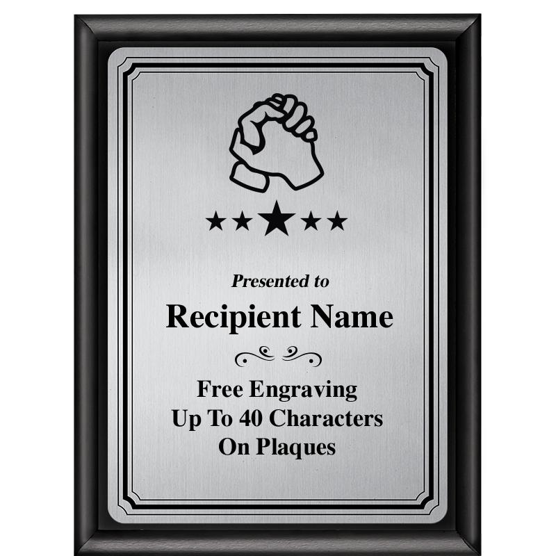 6X8 SLVR TRIO PLT BLK SHNY PLQ