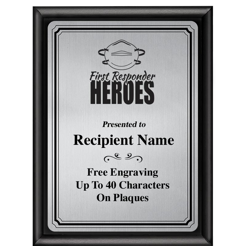 6X8 SLVR TRIO PLT BLK SHNY PLQ