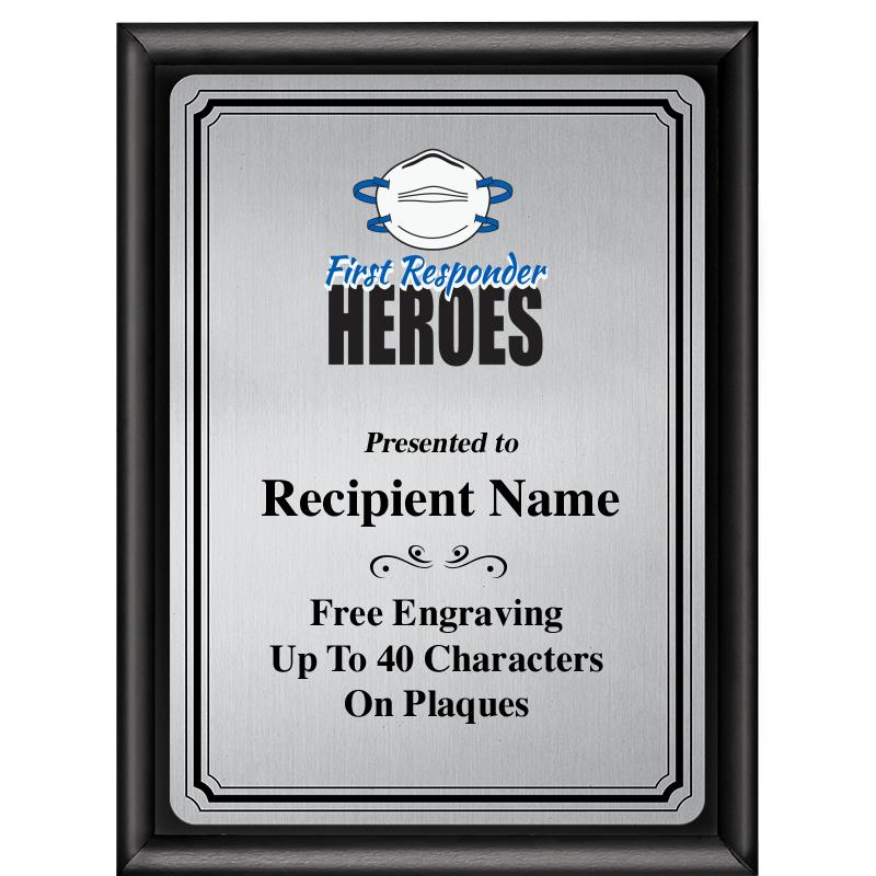 6X8 SLVR TRIO PLT BLK SHNY PLQ