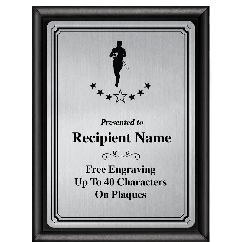 6X8 SLVR TRIO PLT BLK SHNY PLQ