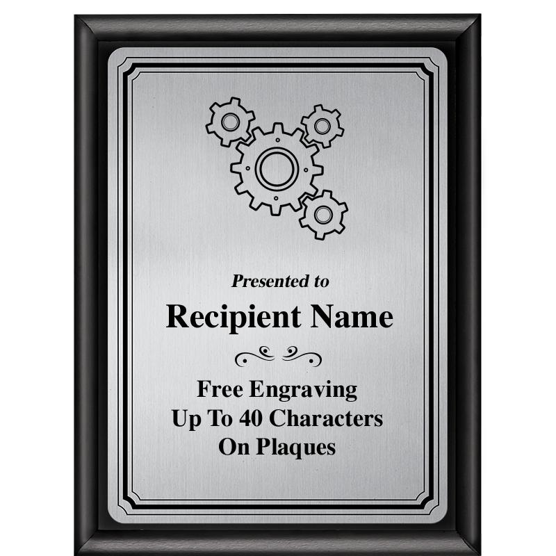 6X8 SLVR TRIO PLT BLK SHNY PLQ