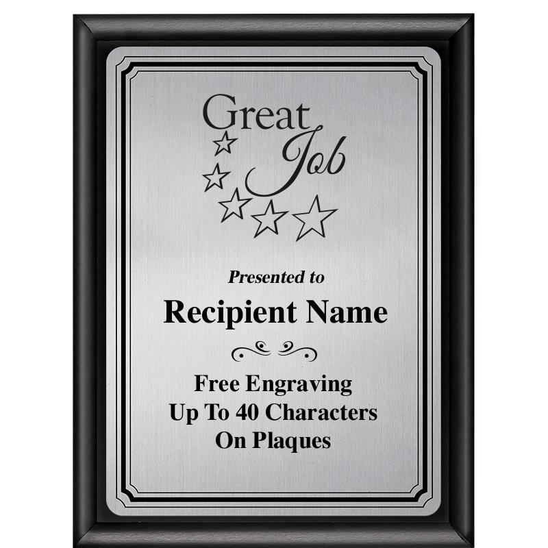 6X8 SLVR TRIO PLT BLK SHNY PLQ