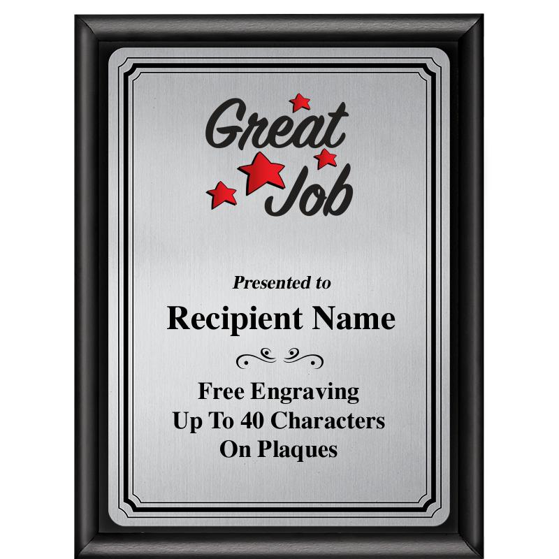 6X8 SLVR TRIO PLT BLK SHNY PLQ