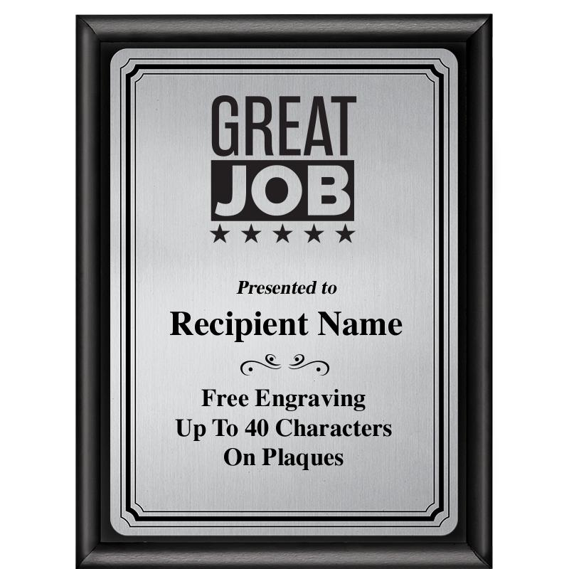 6X8 SLVR TRIO PLT BLK SHNY PLQ