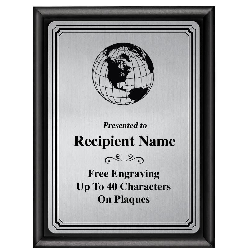 6X8 SLVR TRIO PLT BLK SHNY PLQ