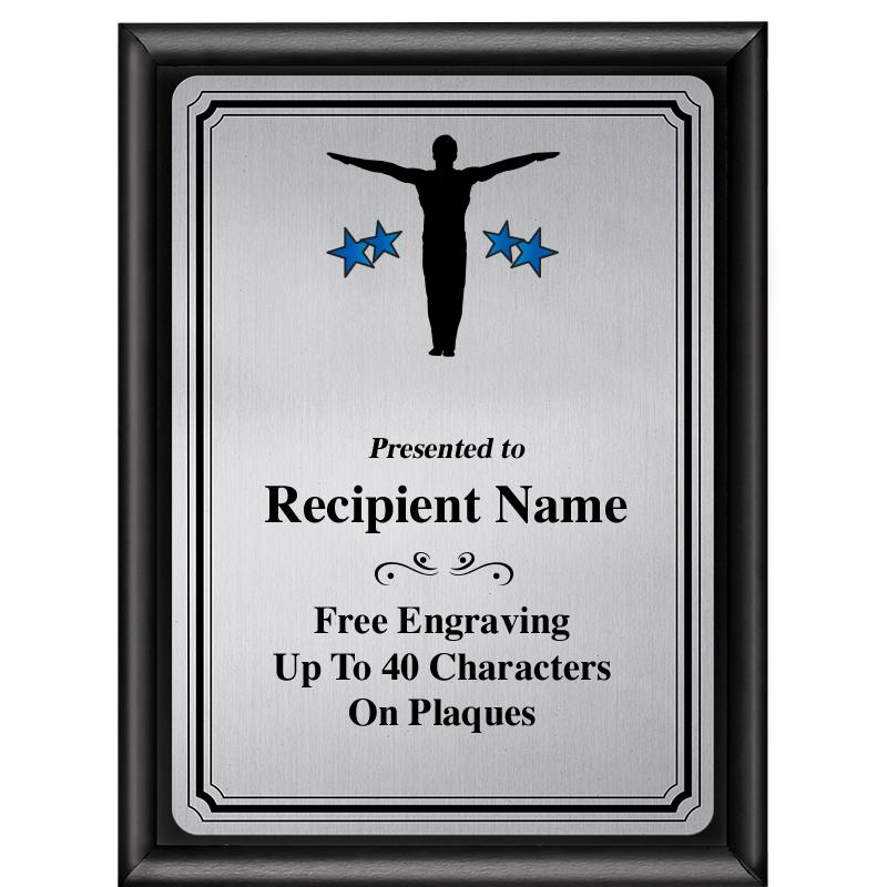 6X8 SLVR TRIO PLT BLK SHNY PLQ