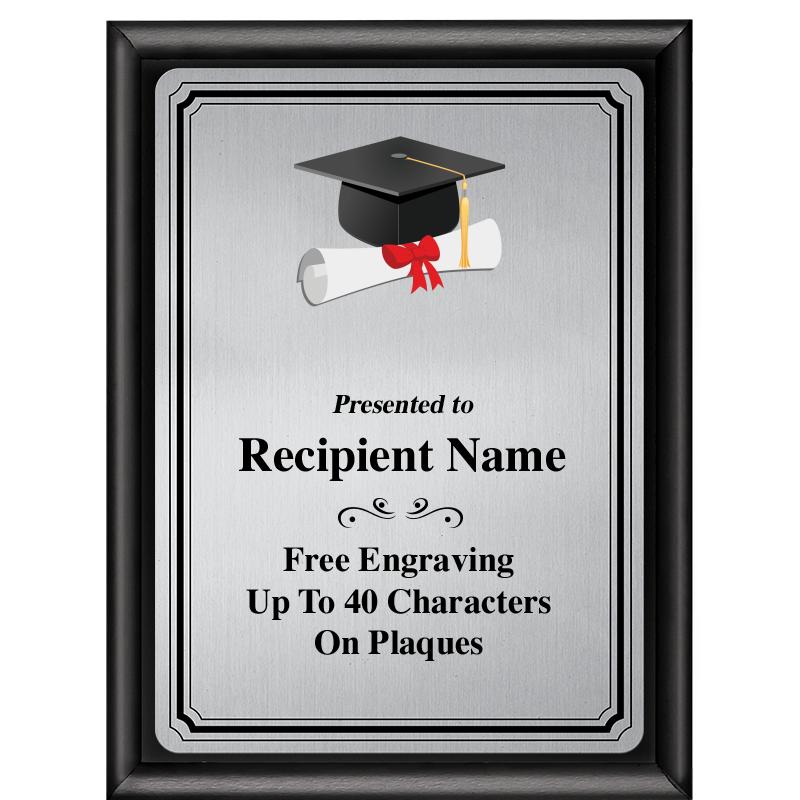 6X8 SLVR TRIO PLT BLK SHNY PLQ