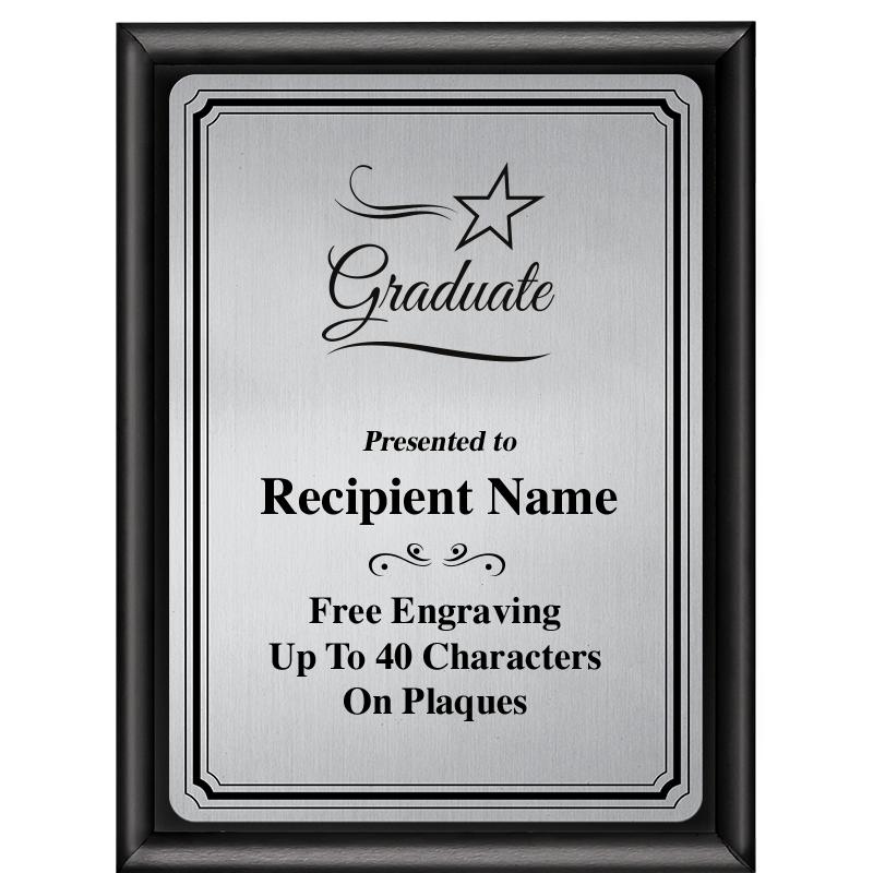 6X8 SLVR TRIO PLT BLK SHNY PLQ