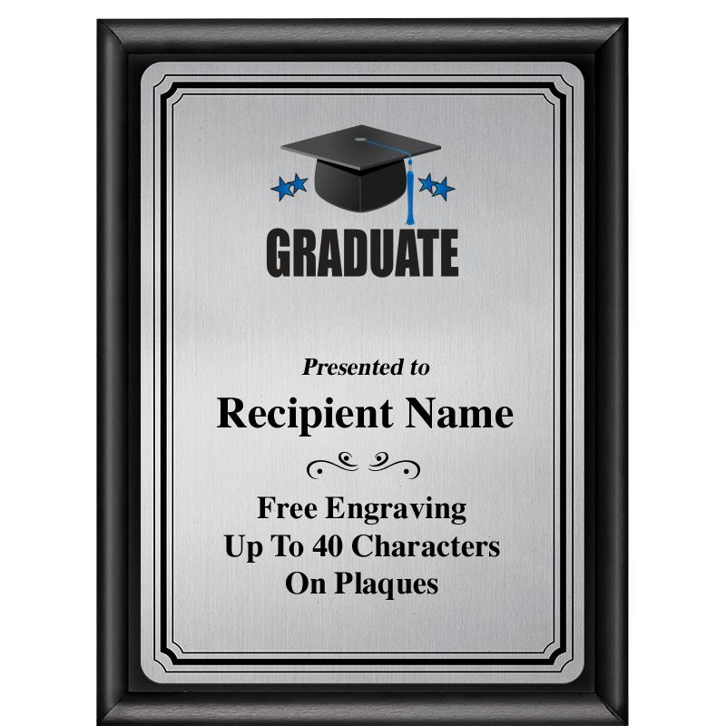 6X8 SLVR TRIO PLT BLK SHNY PLQ