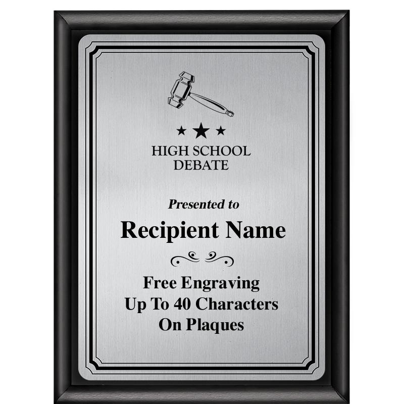 6X8 SLVR TRIO PLT BLK SHNY PLQ