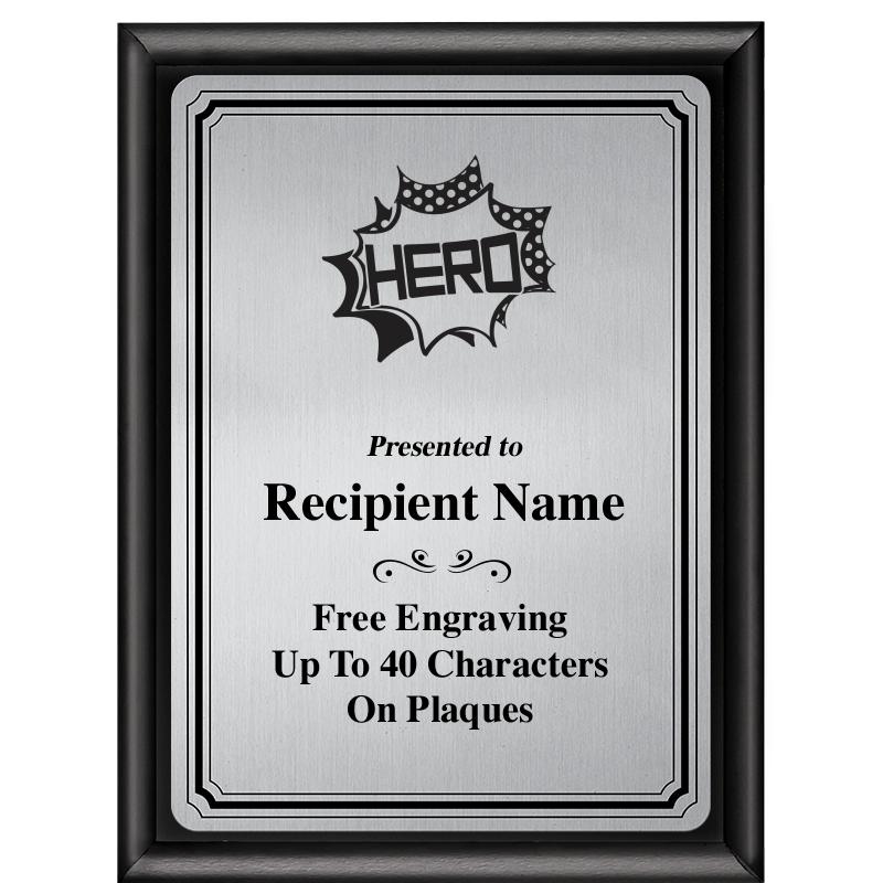 6X8 SLVR TRIO PLT BLK SHNY PLQ