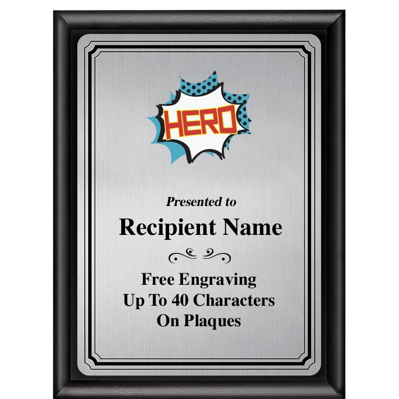 6X8 SLVR TRIO PLT BLK SHNY PLQ