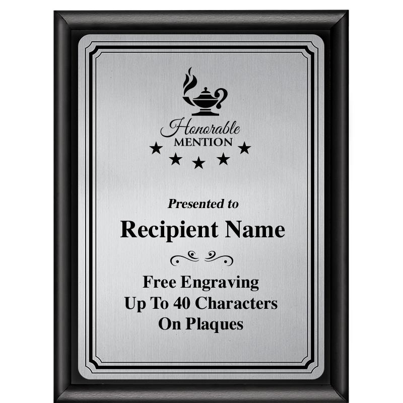 6X8 SLVR TRIO PLT BLK SHNY PLQ