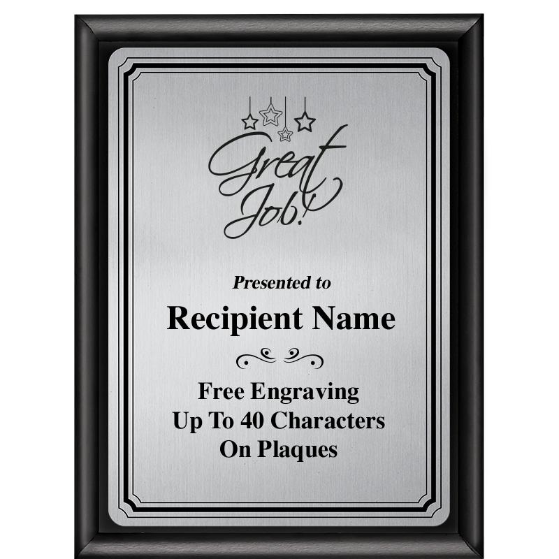 6X8 SLVR TRIO PLT BLK SHNY PLQ