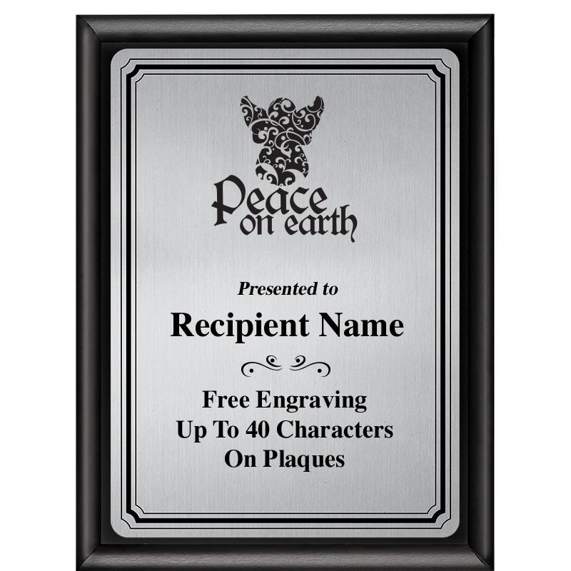 6X8 SLVR TRIO PLT BLK SHNY PLQ