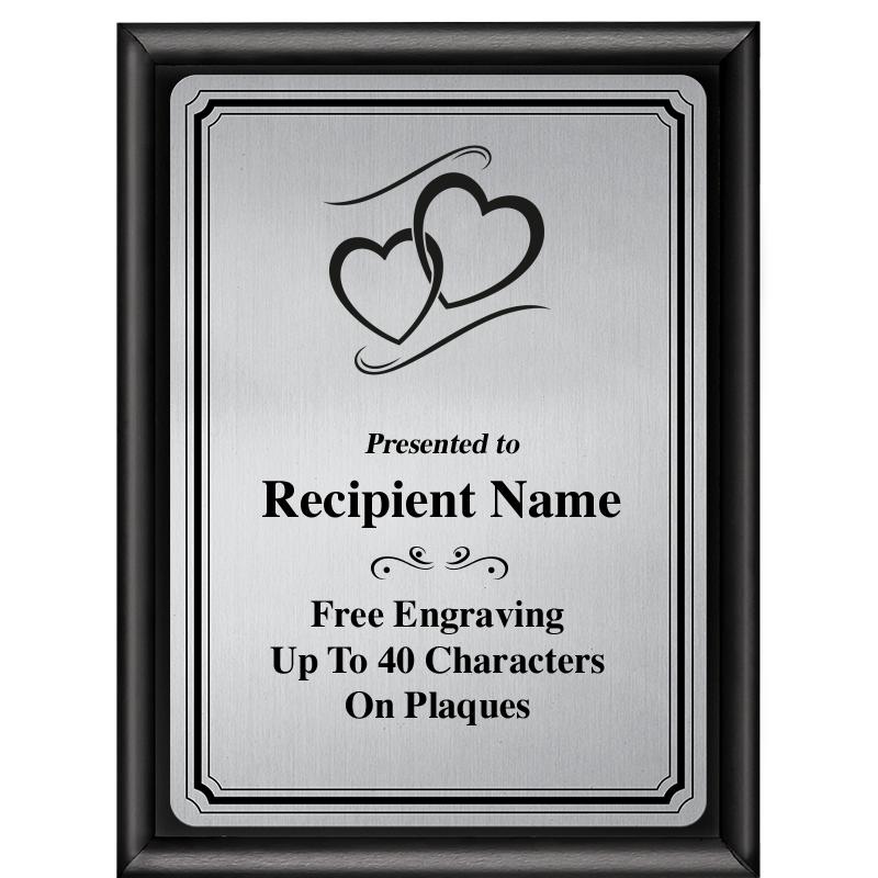 6X8 SLVR TRIO PLT BLK SHNY PLQ