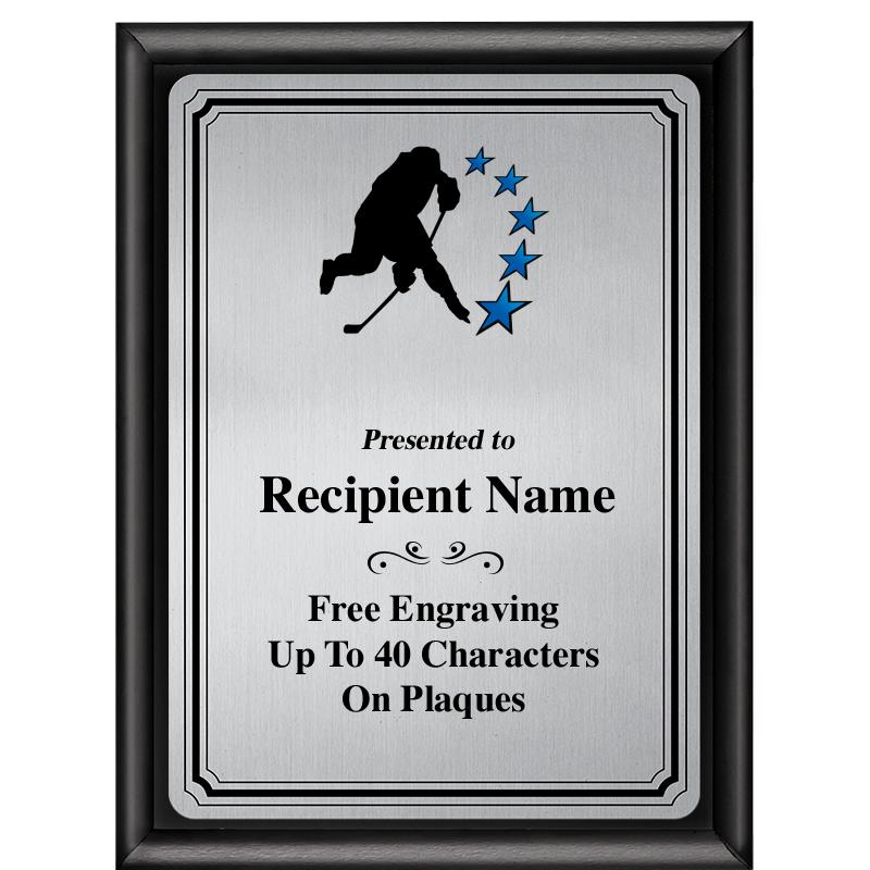 6X8 SLVR TRIO PLT BLK SHNY PLQ