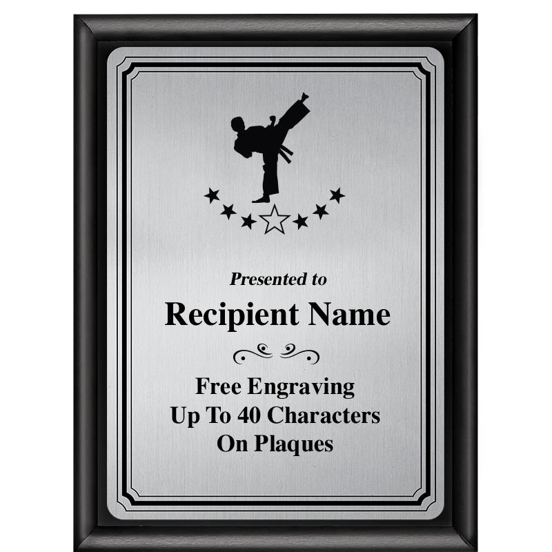 6X8 SLVR TRIO PLT BLK SHNY PLQ