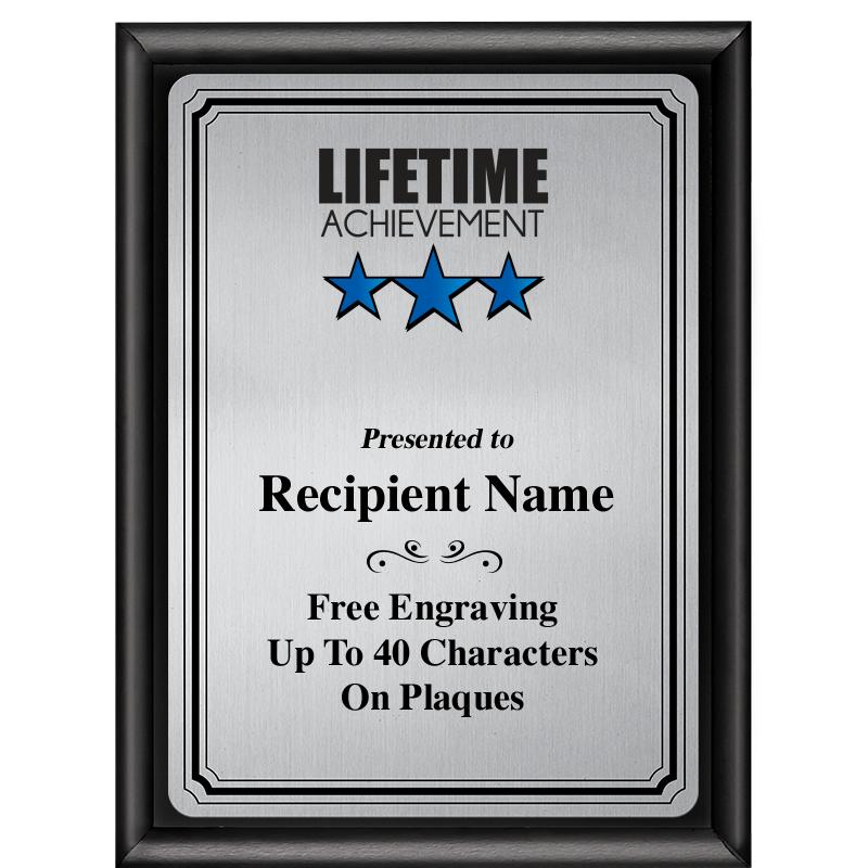 6X8 SLVR TRIO PLT BLK SHNY PLQ