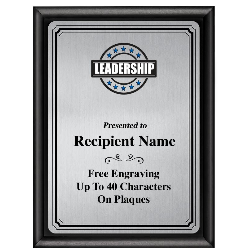 6X8 SLVR TRIO PLT BLK SHNY PLQ